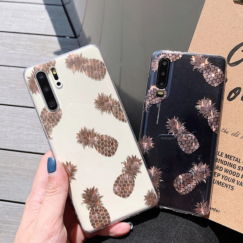 Esinc лист ананаса чехол для huawei mate 20 Pro P20 P30 Lite задняя крышка на Nova 5 4 4e 3 3e 3i покрытие из розового золота