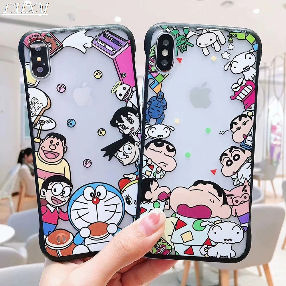 Япония Аниме Crayon Shinchan Doraemon чехол для iPhone X XS Max Xr 7 8 6 s Plus прозрачный жесткий скраб