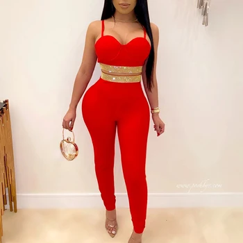 

Nightclub Sexy Rhinestone Crop 2 Piece Sets Strap Off Shoulder Short Top+Leggings Pants Suits Women Casual Plus Size Outfit 2019