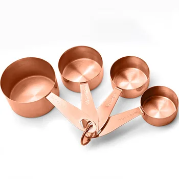 

4pcs Tool Non-Slip Baking Cooking With Hanging Hole Engraved Kitchen Easy Clean Stainless Steel Measuring Cup Spoons Clear Scale