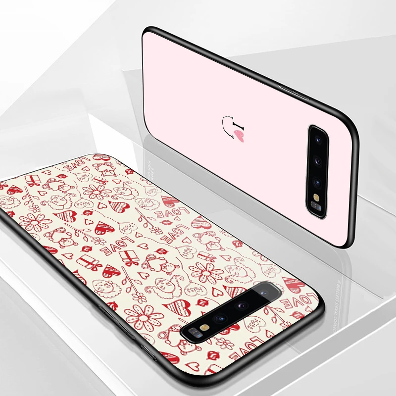 Розовый любовь персик стекло чехол для телефона для galaxy Note 8, 9, 10, плюс S8 S9 S10E чехол для телефона для sumsung A10 20 30 40 50 60 70 чехол Young "сделай сам"