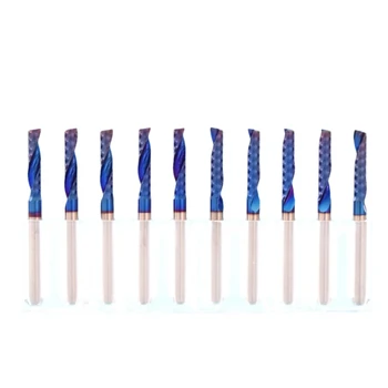

10Pcs Shank Blue Coated Single Flute Cnc Router Bit Spiral End Mills Milling Cutter