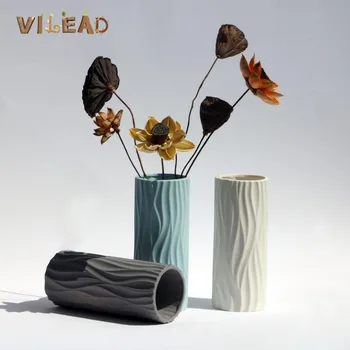 

VILEAD 4 Styles Folds Ceramic Vase Modern Creative Nordic Ins Living Room Hotel Office Dried Flower Vase Home Decoration