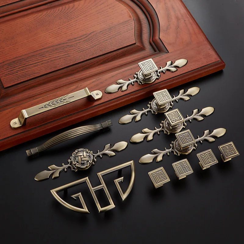 

Chinese Style Classical Vintage Handle Zinc Alloy Honggu European Style Green Ancient Handle Door Drawer Cabinet Metal Handle