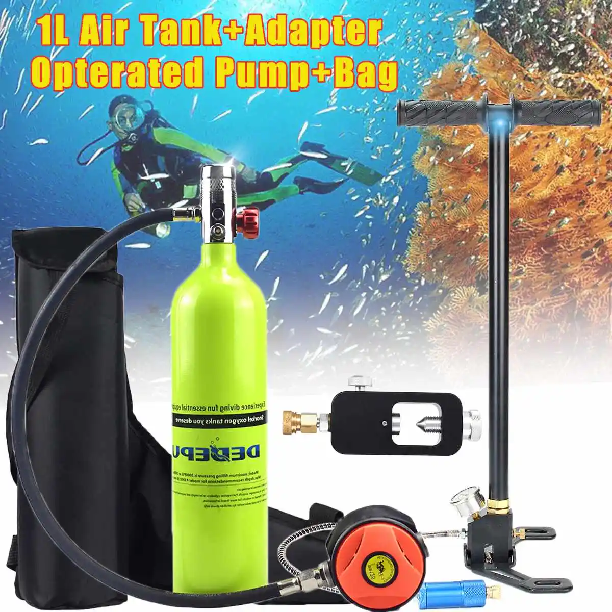 

4pcs 1L Scuba Diving Cylinder Scuba Oxygen Tank Respirator Refill Adapter High Pressure Pump Snorkeling Breath Diving Equipment
