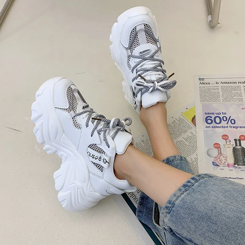 女性の夏の厚底スニーカー 厚いソールのカジュアルシューズ デザイナースニーカー 加硫 21 レディースヴァルカナイズシューズ Aliexpress