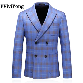 

PViviYong Brand 2019 high quality Men's suit top，suit Jacket men Business suit double-breasted Blazer men plus-size S-5XL