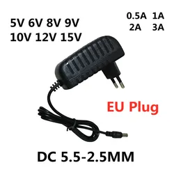 Adaptador de corriente Universal para tiras de luz LED, fuente de alimentación con enchufe europeo, AC 110-240V, DC 5V, 6V, 8V, 9V, 10V, 12V, 15V, 0.5A, 1A, 2A, 3A