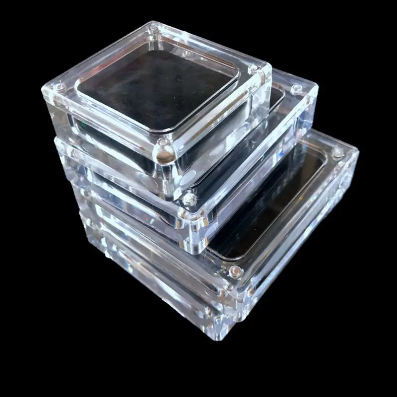 Clear Acrylic Suspended Jewelry Display Square Magnetic Clip On Jewelry Box Case AXYD