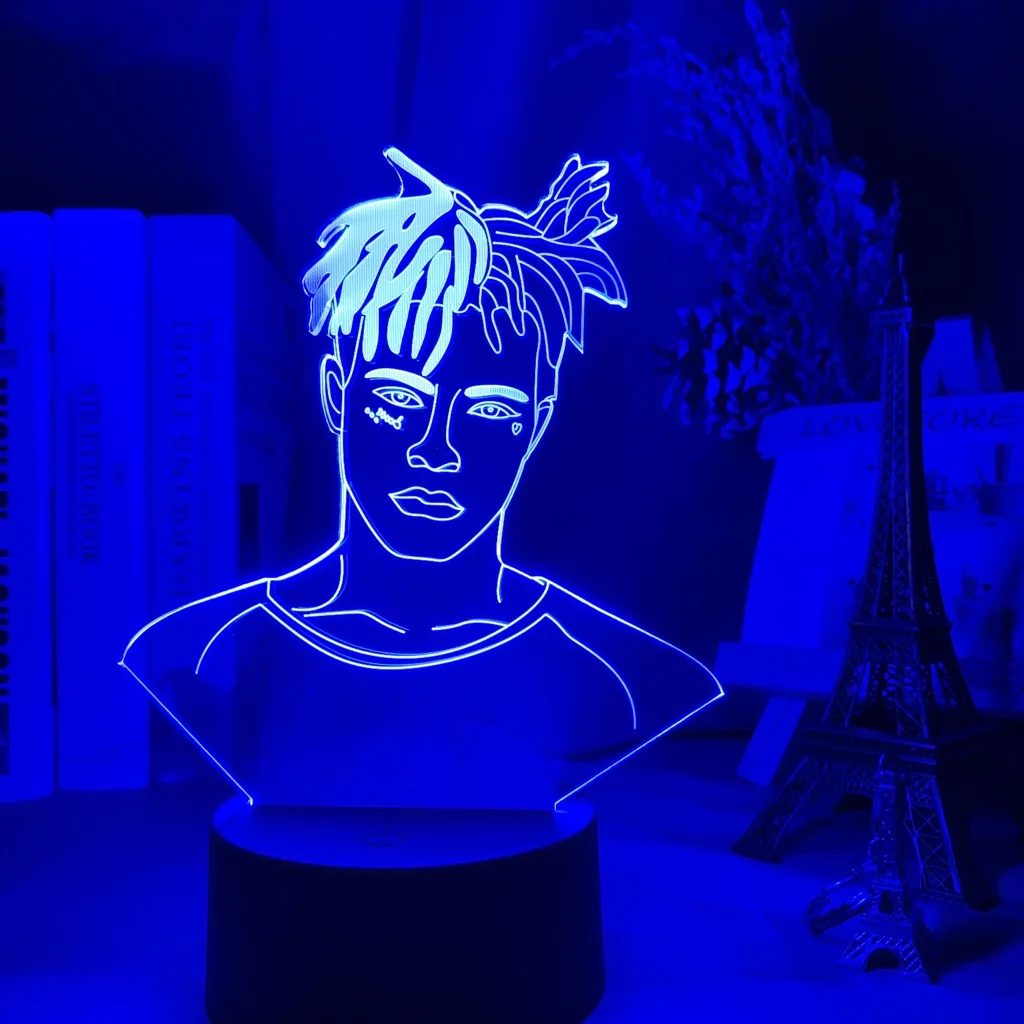 Американский рэпер XXXTentacion, светодиодный Ночной светильник, крутые вентиляторы, подарок, дропшиппинг, декор для комнаты, светильник для офиса, спальни, Настольная 3d лампа