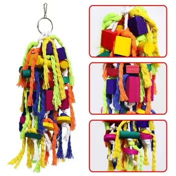

Parrot Swing Chewing Toys Bird Perch with Natural Wood Beads Delight Q1QC
