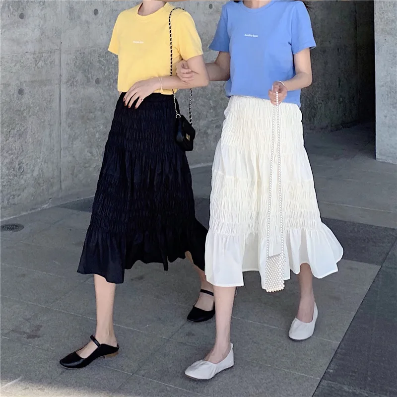 

Net Price Korean-style Students High-waisted Loose-Fit Versatile A- line Flounced Skirt
