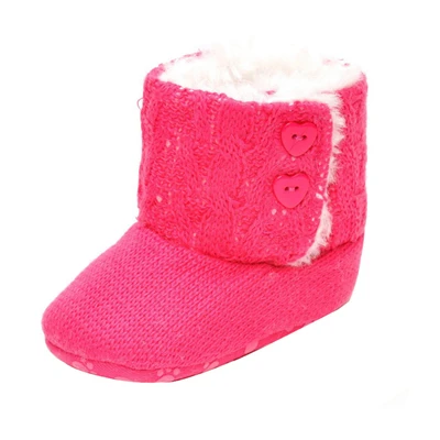 hot pink Зимние ботинки для новорожденных девочек; однотонные ботинки на плоской подошве для младенцев; теплые мягкие ботинки из хлопка и плюша; обувь для малышей 3-18 месяцев; A20 - Цвет: hot pink
