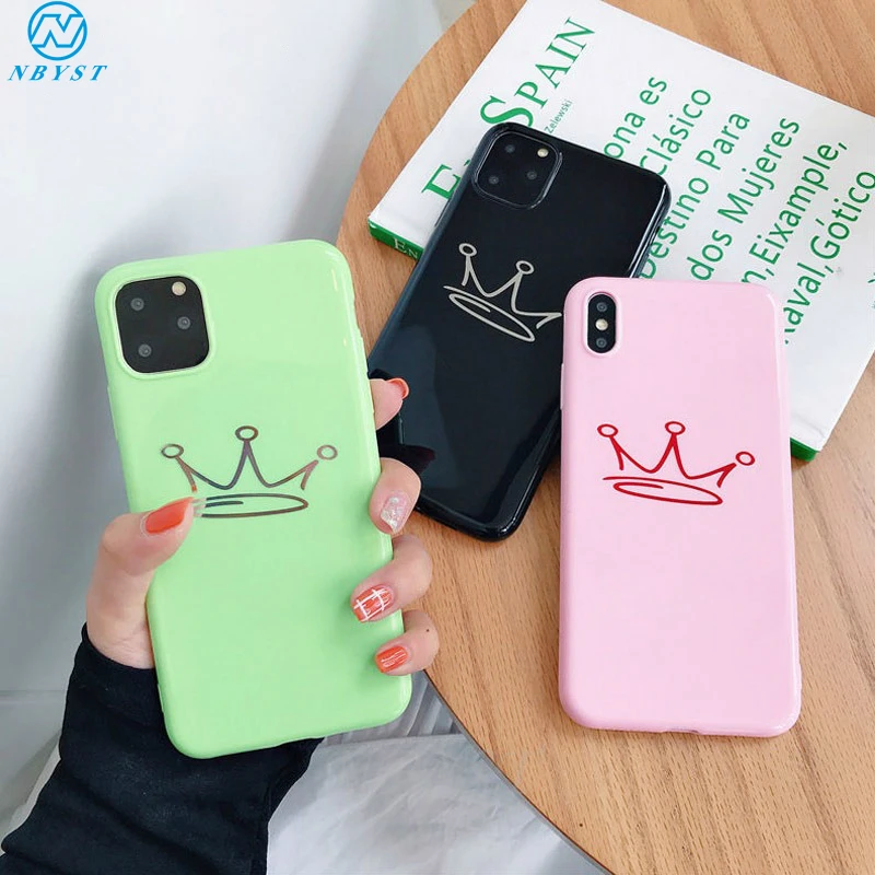 Для iPhone 11Pro Max чехол Crown King queen для 7 8 6S Plus XR XS 2019 11 Pro милый силиконовый телефона