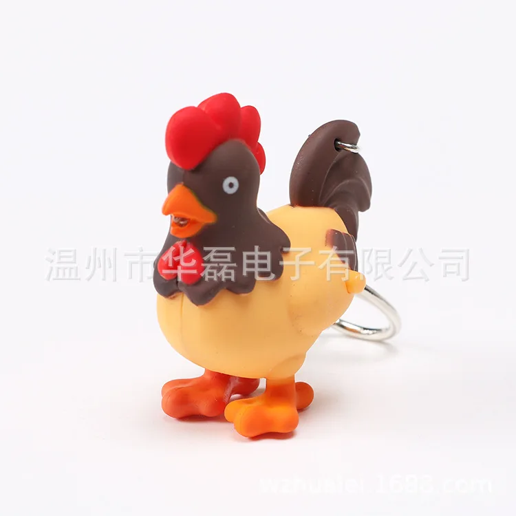

Hot Sales Cock LED Sound Making Shining Flashlight Keychain Car Handbag Pendant Small Gifts Manufacturers Direct Selling