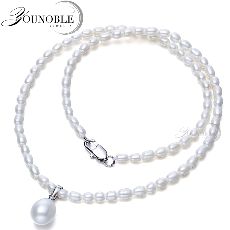 Wedding Real Freshwater Small Pearl Necklace for Women,Classic Natural Pearl Pendant Necklace Anniversary Gift White Purple