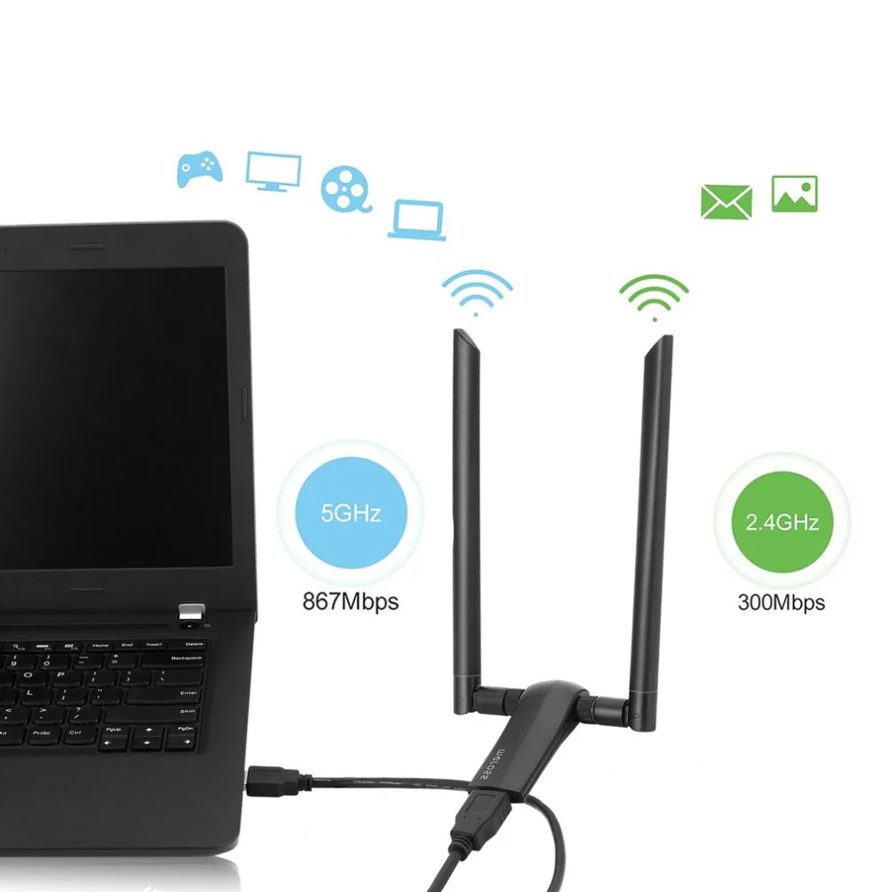 Meross WMA265 AC1200 беспроводной USB адаптер супер скорость USB 3,0 Wi-Fi адаптер WiFi ключ для ПК ноутбуков планшетов