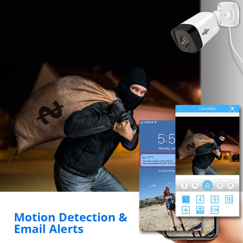 Hiseeu 8CH 1080P POE NVR CCTV система безопасности 4 шт. 2.0MP аудио запись IP камера IR P2P комплект наружного видеонаблюдения 1 ТБ HDD