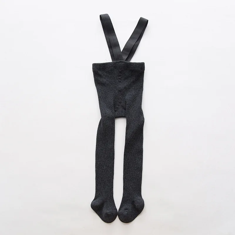 Dark grey Детские хлопковые колготки на подтяжках, штаны для новорожденных, детские леггинсы с завышенной талией и перекрестным поясом, штаны для маленьких мальчиков и девочек 0-3 лет - Цвет: Dark grey