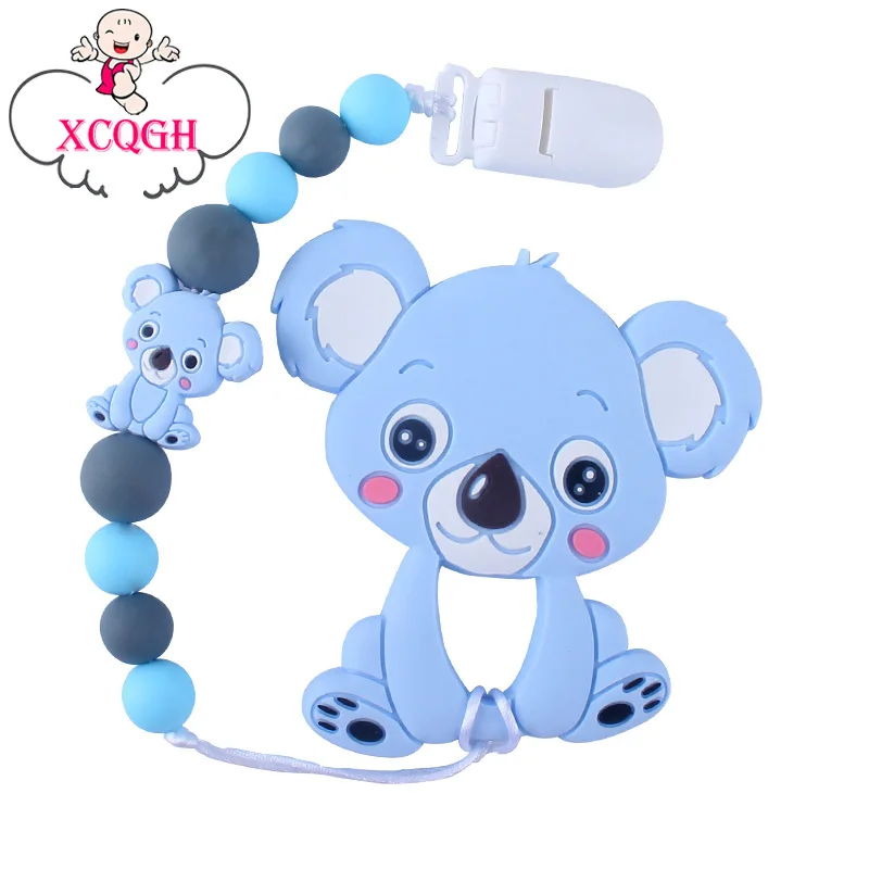 

XCQGH Baby Silicone Pacifier Chain Baby Cute Animal Koala Silicone Molar Teether Anti-lost Pacifier Teether Chain