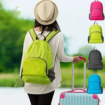 

Unisex Portable Nylon Travel Backpack Solid Simple Zipper Foldable Backpack Waterproof Outdoor Folding Bags Women Men Rucksack