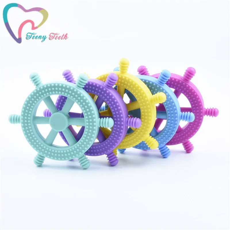 

10 PCS Silicone Wheel Baby Teether Partern DIY Pacifier Chain Clip Round Wheel Shape Soft Dental Care Infant Teethers Gift