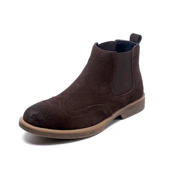 

mens luxury fashion ankle boots genuine leather brogue shoes carving bullock shoe spring autumn chelsea boot sapatos bota hombre