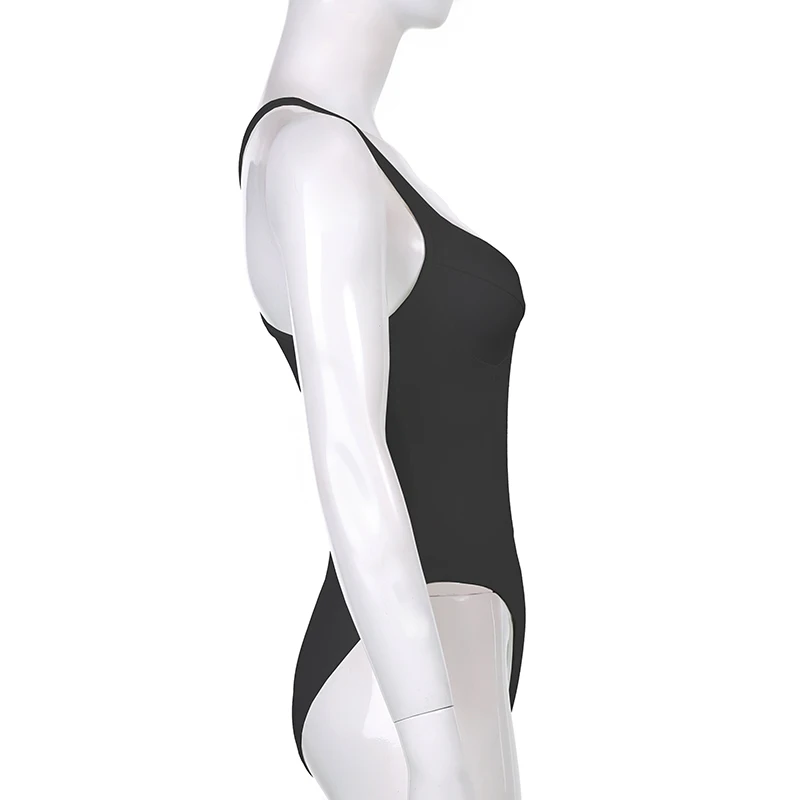 Sleeveless Sexy Strap Bodysuit Summer Backless Bodycon Short Jumpsuit Ladies Casual Black White V Neck Body Suit Top