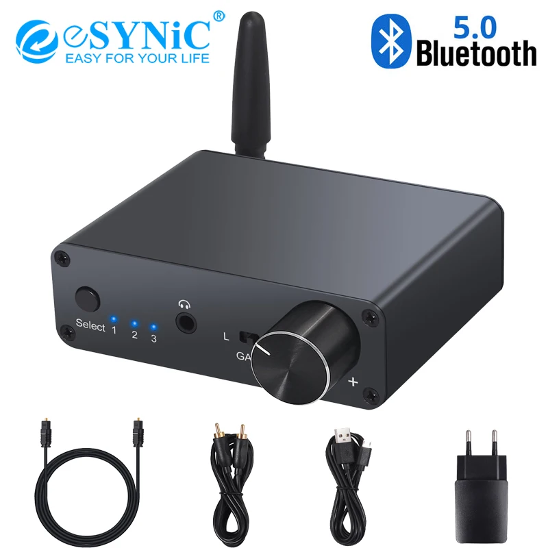 ESYNiC 192 кГц Bluetooth DAC конвертер с усилителем для наушников цифро аналоговый
