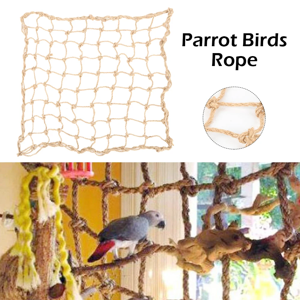 Bird Climbing Net Hemp Rope Pets Cage Toy Parrot Hanging Stand Swing