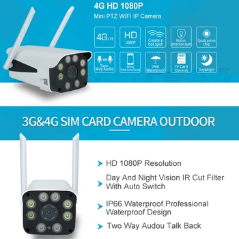 

4G LTE Camera 1080P HD 8LED IP Camera 3G/4G SIM Card Outdoor IR Night Vision CCTV Camera Eurpo Asia Pacific EU Plug