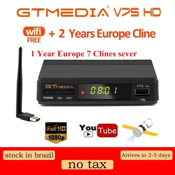 

DVB-S2 Gtmedia V7S HD Satellite TV Receiver with USB WIFI Free Spain Brazil cline for 2 years Spain Portugal Poland TV Receptor