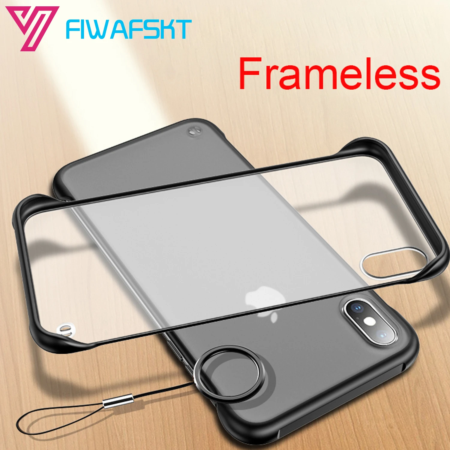 

Cover For iPhone XS Max XR X 2019 11 Pro With Finger Ring Frameless Transparent Matte Hard Phone Case For iPhone X 7 6 6S 8 Plus