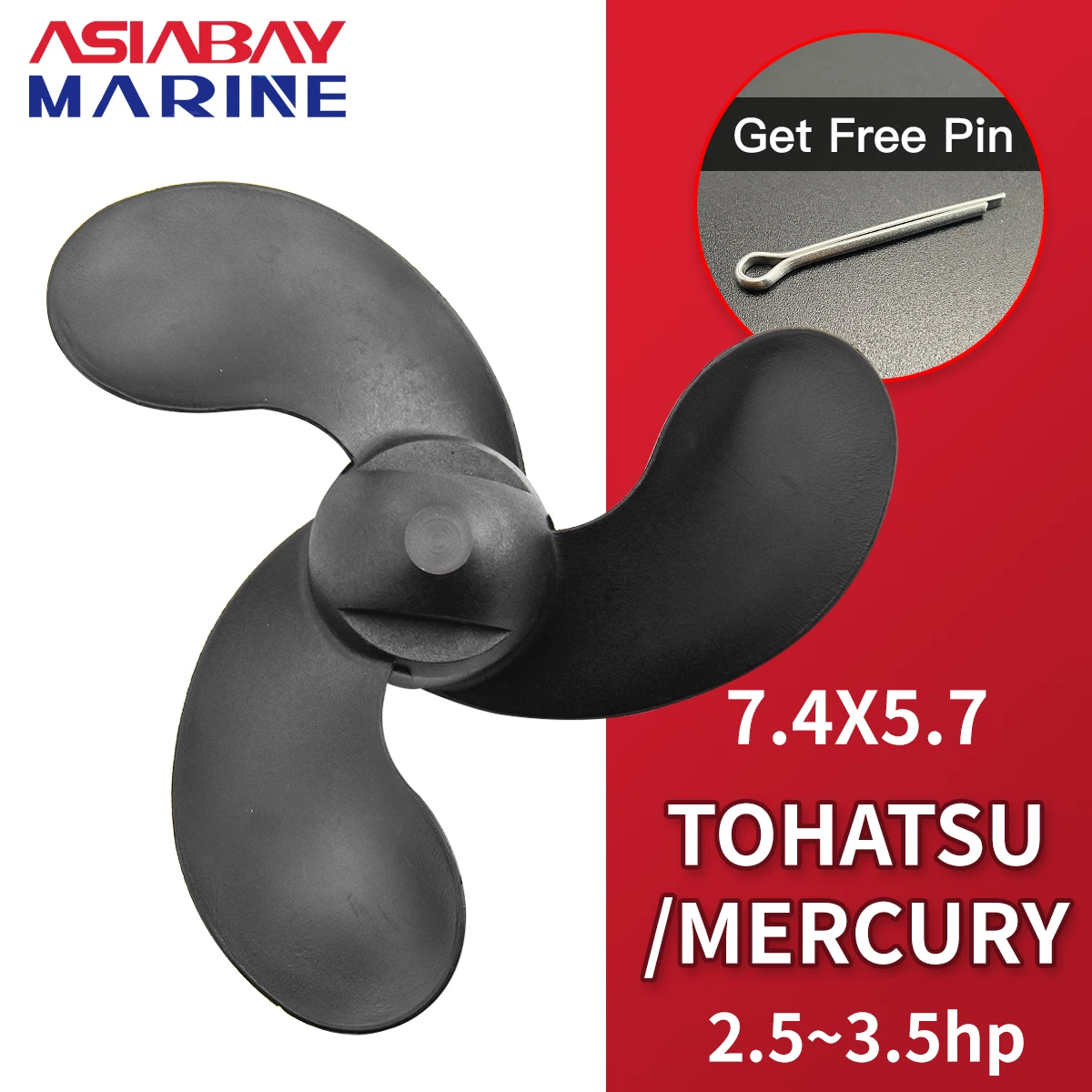 Outboard Propeller For Mercury Tohatsu 2.5hp 3.5hp 7.4*5.7 Boat High Strength Nylon Screw 188mm*145mm Marine Engine Part