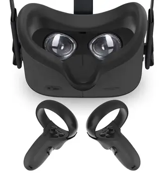 

VR Silicone Face Cover Mask & Touch Controller Grip Cover for Oculus Quest Accessories Sweat-Proof Lightproof Non-Slip