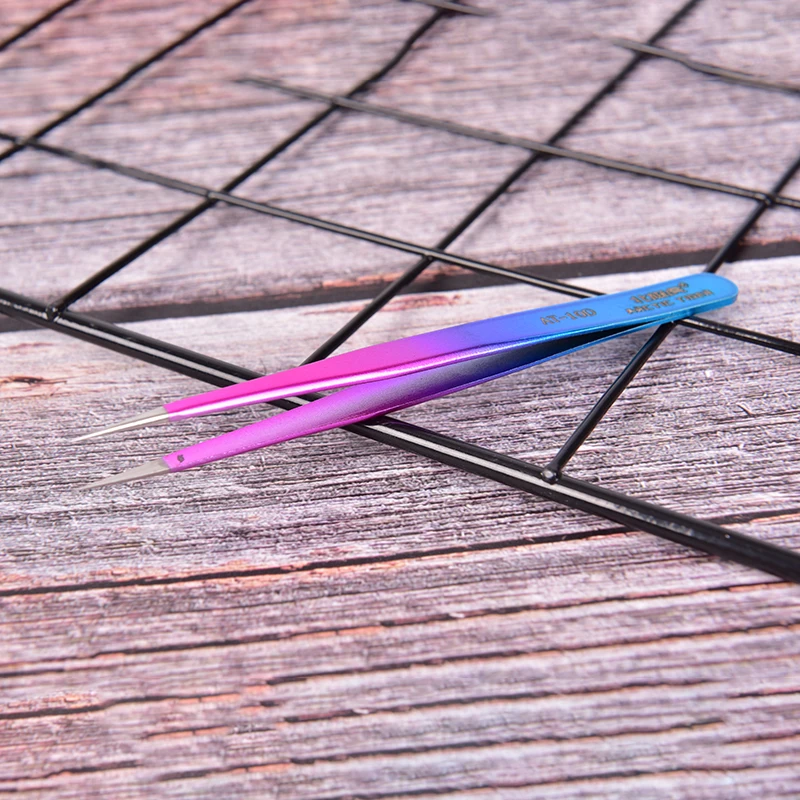 1pcs Curved Straight Tweezers Rainbow Eyelash Extension Nails Decor Picker Dead Skin Remover Manicure Makeup Nail Tools