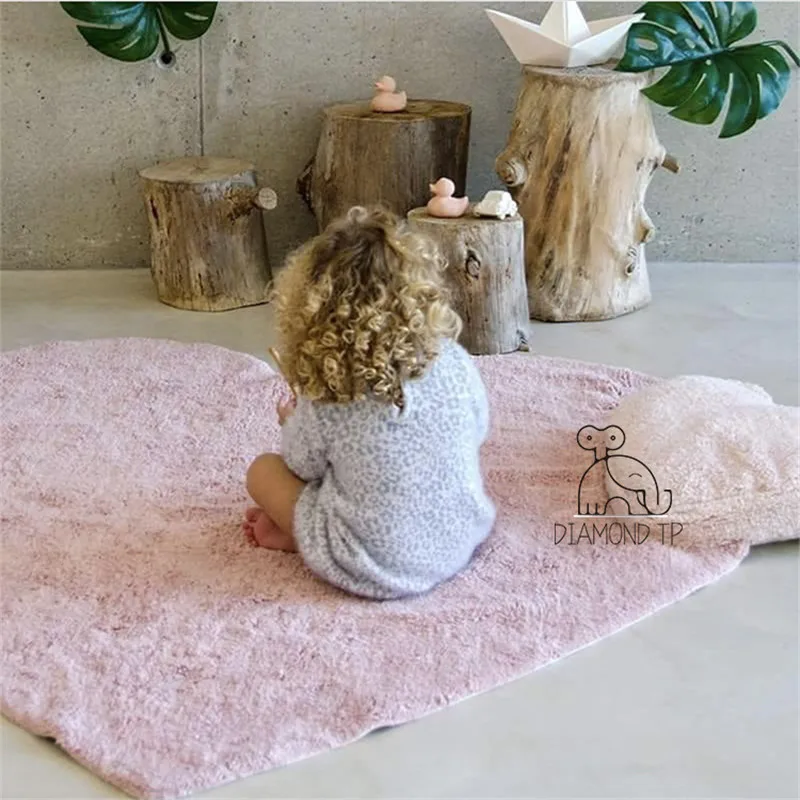 Heart-Shaped Cotton Girls Bedroom Rugs 120cm Baby Crawling Mat Children's Play Mat Nordic Home Decor Studio Photography Props