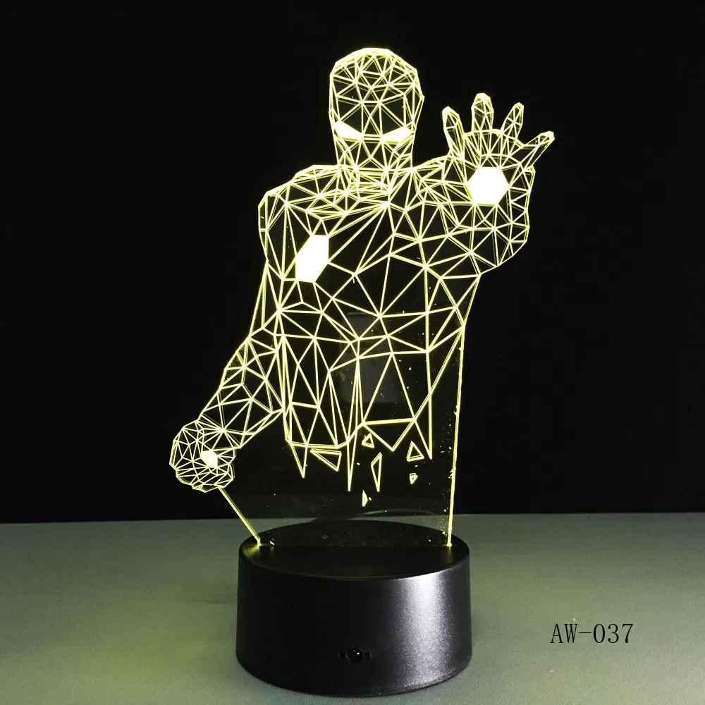 3D светодиодный настольный светильник в форме паука, ночник с USB, 7 цветов, меняющийся в спальню, домашний декор, для путешествий, подарок для детей, игрушка, AW-037