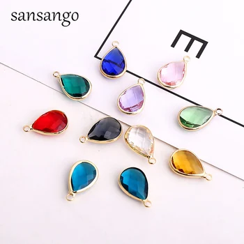 

10pcs Colorful Crystal Charms Gold Metal Pendants For DIY Necklaces Bracelets Jewelry Making Accessories