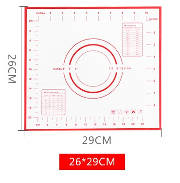 29x26cm Red Многоразовый силиконовый коврик для выпечки Эко-коврик для раскатки теста большой антипригарный коврик для духовки Кондитерские аксессуары инструменты новые - Цвет: 29x26cm Red