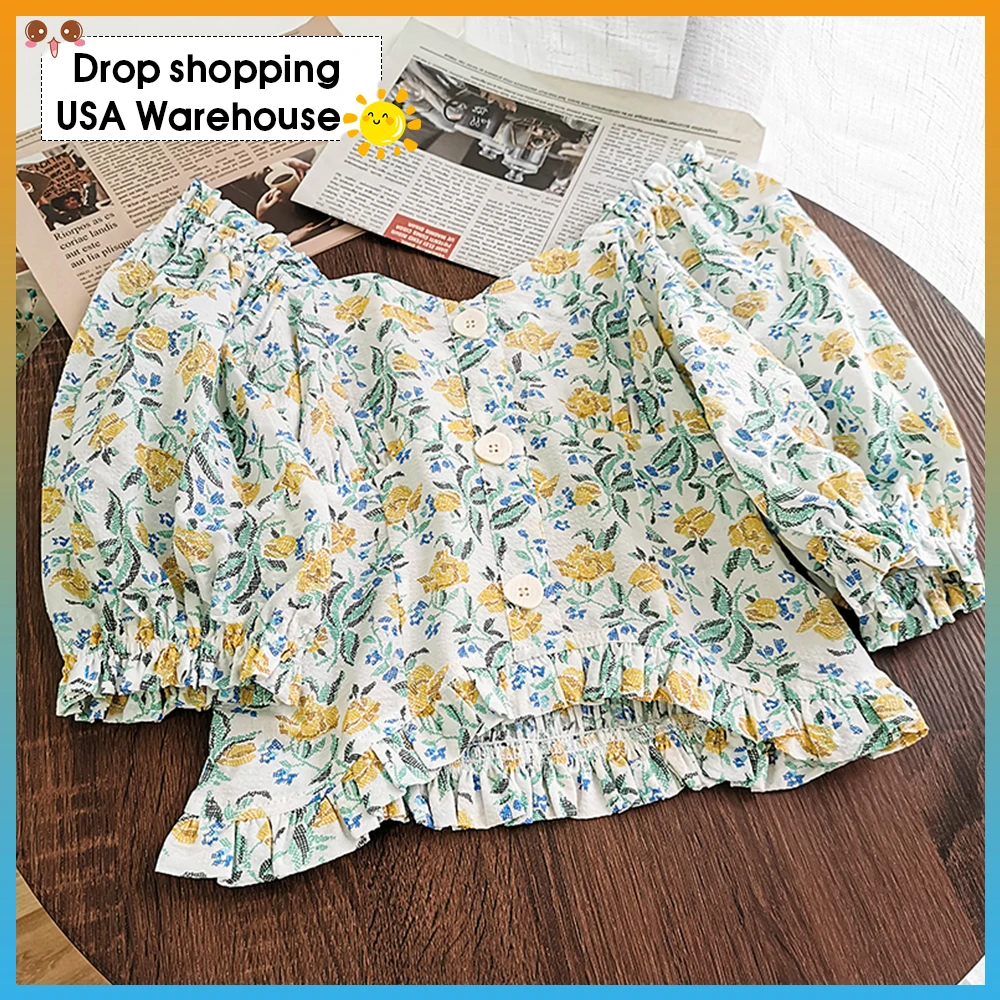 

fashion BLOUSE with bubble sleeves loose and thin short 2020 summer new printed Summer blusa feminina Women Blouses Sexy