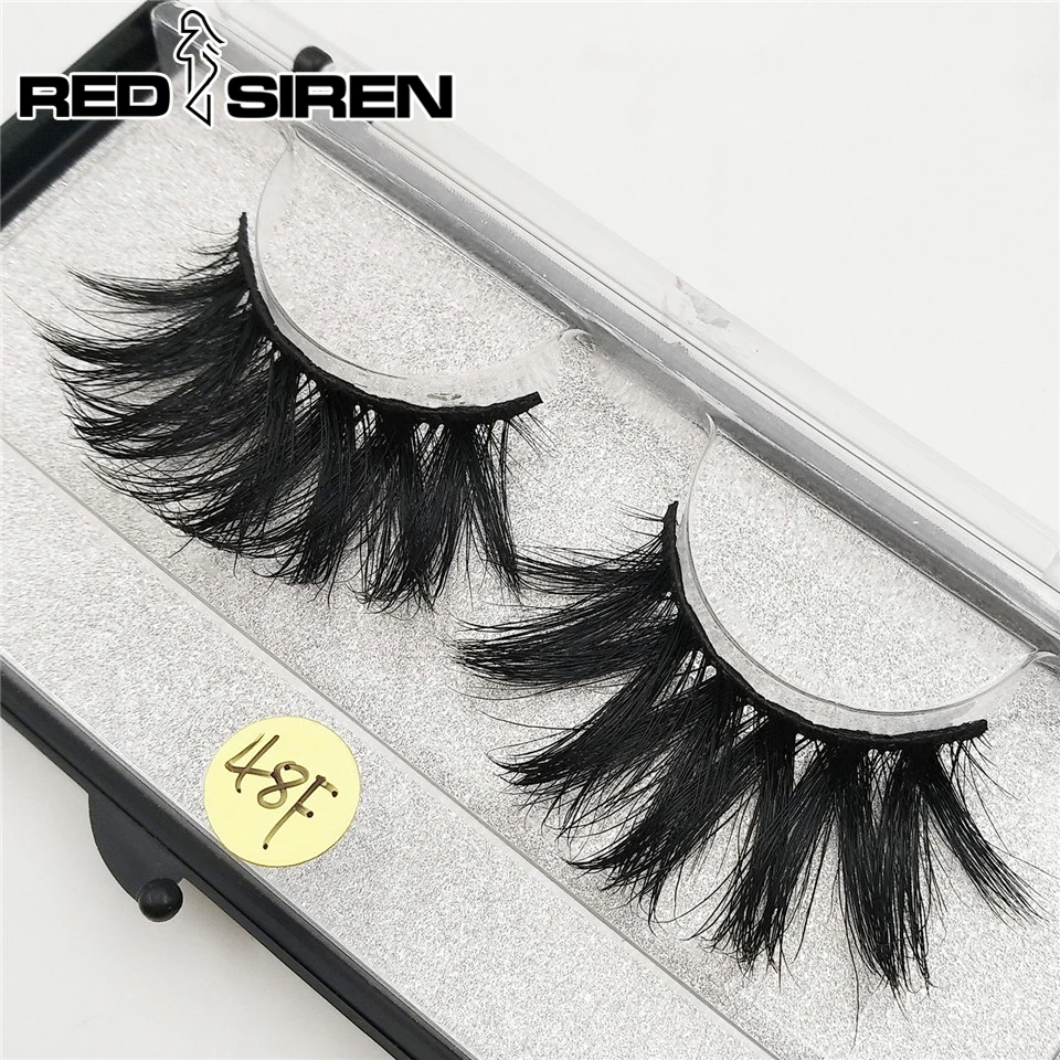 

RED SIREN Mink Eyelashes Handmade 25mm Lashes Cruelty Free Dramatic Thick Cross Long Eyelash Make Up 3D Mink Lashes 48F