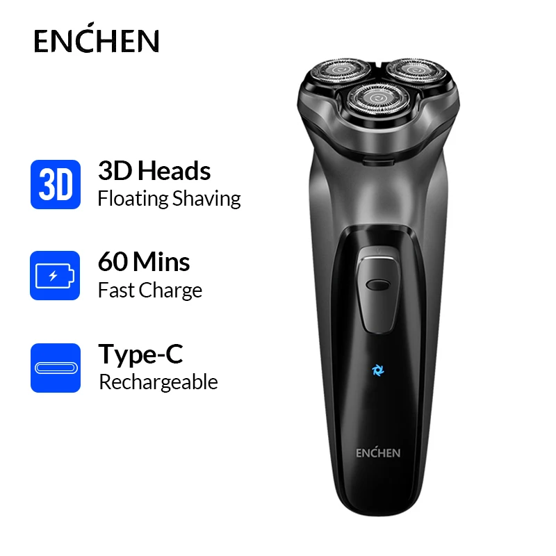 Портативный Перезаряжаемый мужской триммер для бритья бороды Enchen BlackStone 3D