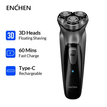 

Enchen BlackStone Electric Shaver Razor for Men Beard Hair Trimmer Type-C Rechargeable 3 Blade Dry Wet Shaving Machine