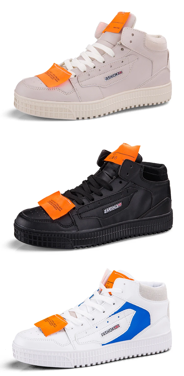 Sneakers Men High Quality Lace-up Vulcanized Shoes High Top Men's Casual Shoes Fashion New Men Non-slip Walking Shoes