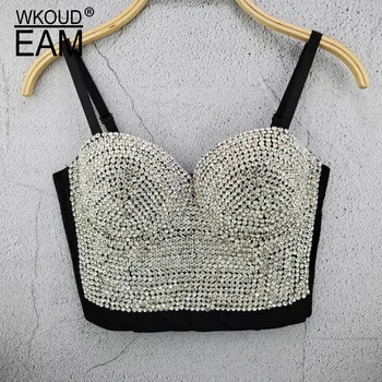 

Solid Color Wear Tube Top European And American Heavy Industry Vest Diamond Banquet Noble Temperament Small Sling Top PF267