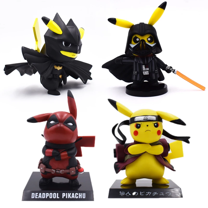 

Cute animation (4) style Pikachu Cosplay Deadpool Batman Darth Vader singing PVC action dolls collection Christmas toy models)