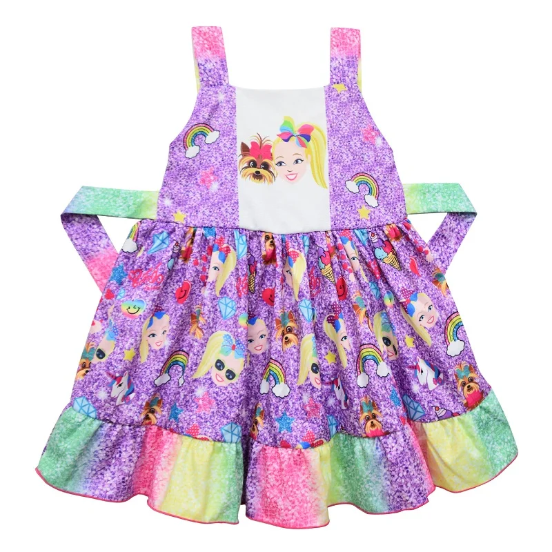JOJO Siwa/Детское платье с единорогом для девочек; милое Повседневное платье без рукавов в стиле принцесса; детский Косплей; подарки на день рождения - Цвет: Розовый