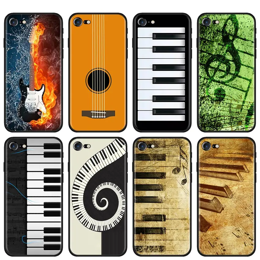 

Phone Case for iPhone 11 7 8 XR SE 2020 X XS MAX 11 Pro Max 5 5s 6 6s 7 8 Plus Soft Cover piano guitar music TPU Cases