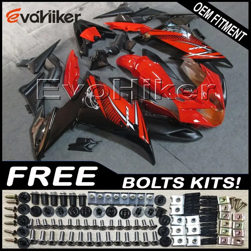 Капот мотоцикла на заказ для FZ6 FZ6R 2009-2010 ABS Корпус мотоцикла обтекатель красный черный+ подарки - Цвет: C